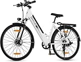 Qekud 26 Zoll E-Bike Herren/Frauen Elektrofahrrad mit 36V/13Ah Li-Ion Akku 250 WattMotor7-Gangschaltung mit LCD Display Hybridmodus...