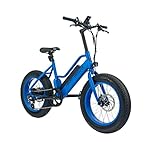 Highphoria Kinder E-Bike 20 Zoll • Fat Tire Elektrofahrrad für Kids • E-Mountainbike mit 250W Motor • 7-Gänge Pedelec (Blau/Blau)