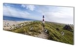 Wallario Wandgarderobe aus Glas in Größe 80 x 30 cm mit Memoboard-Funktion, Motiv: Am Strand von Sylt Leuchtturm auf der Düne Panorama |...