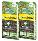 Floragard 4 in 1 Rasen-Fit 2x20 L für 20 m² • Rasenerde • Rasensubstrat zur Neuanlage • zur Ausbesserung und Pflege des Rasens •...